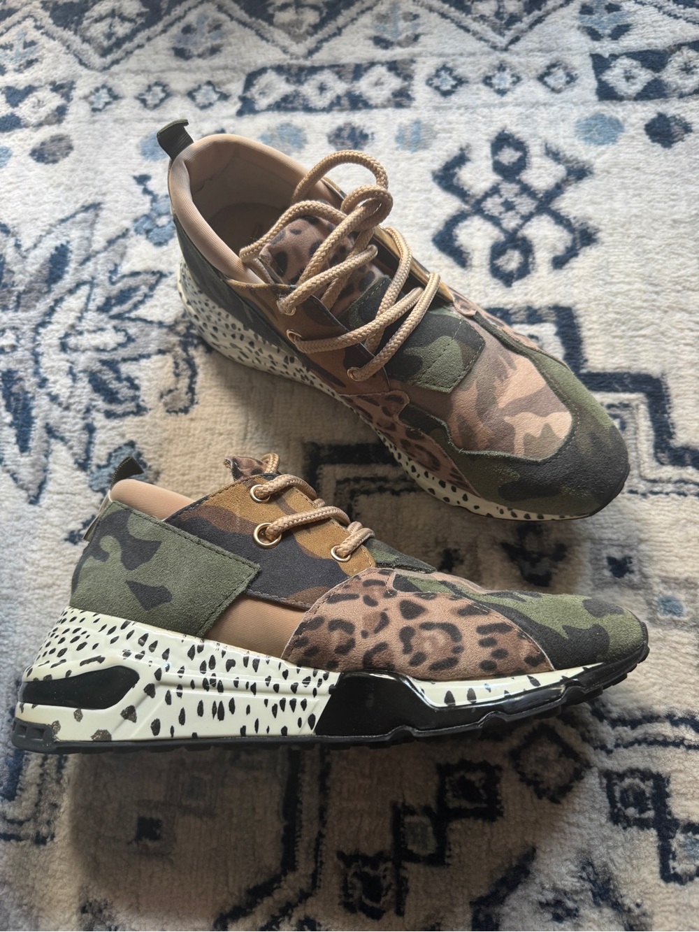 Womens Steve Madden Camo & Animal Print Casual Sneakers - Taupe Green